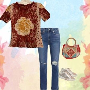 Vintage Floral Embellished Tee